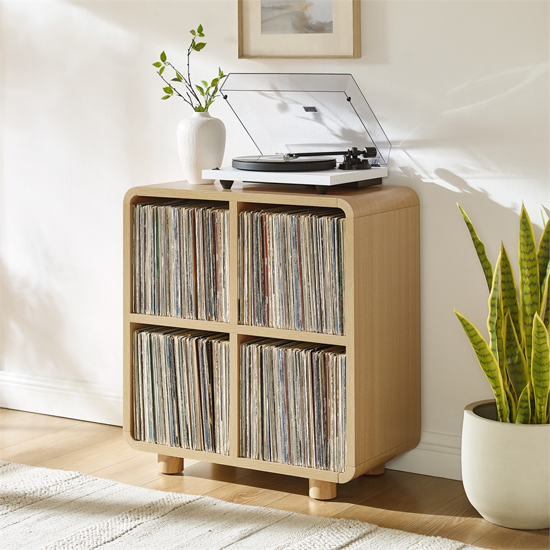 Crosley Zoe 4 Cube Record Player Stand With Vinyl Storage in Ash