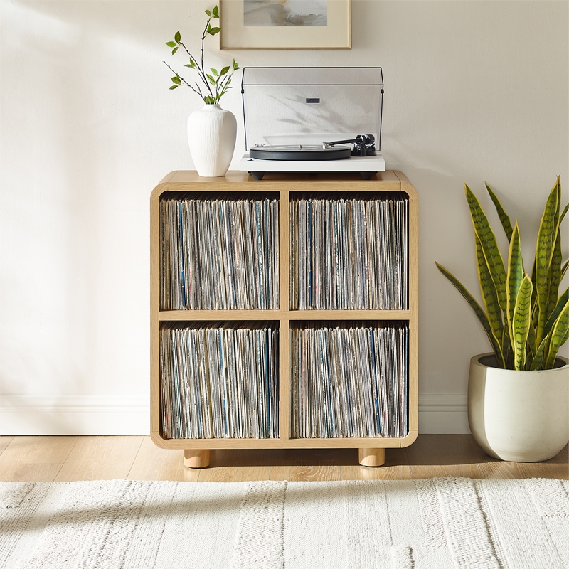 Crosley Zoe 4 Cube Record Player Stand With Vinyl Storage in Ash