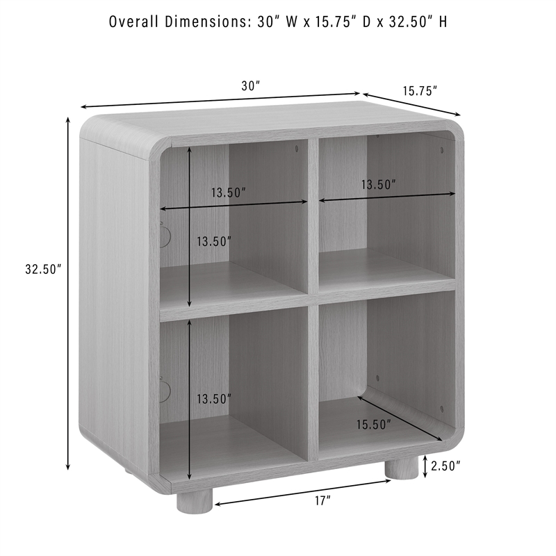Crosley Zoe 4 Cube Record Player Stand With Vinyl Storage in Ash