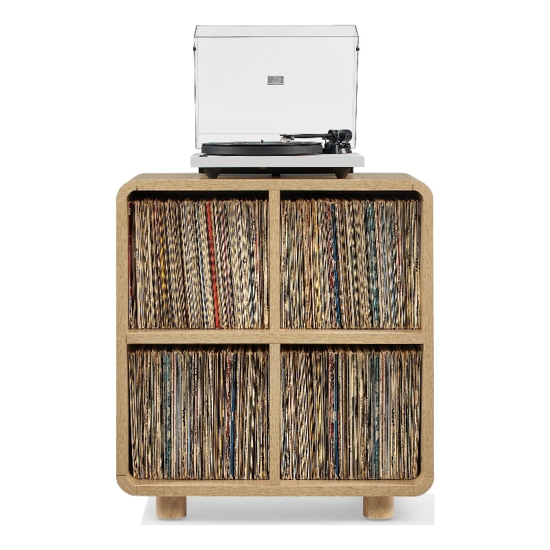 Crosley Zoe 4 Cube Record Player Stand With Vinyl Storage in Ash