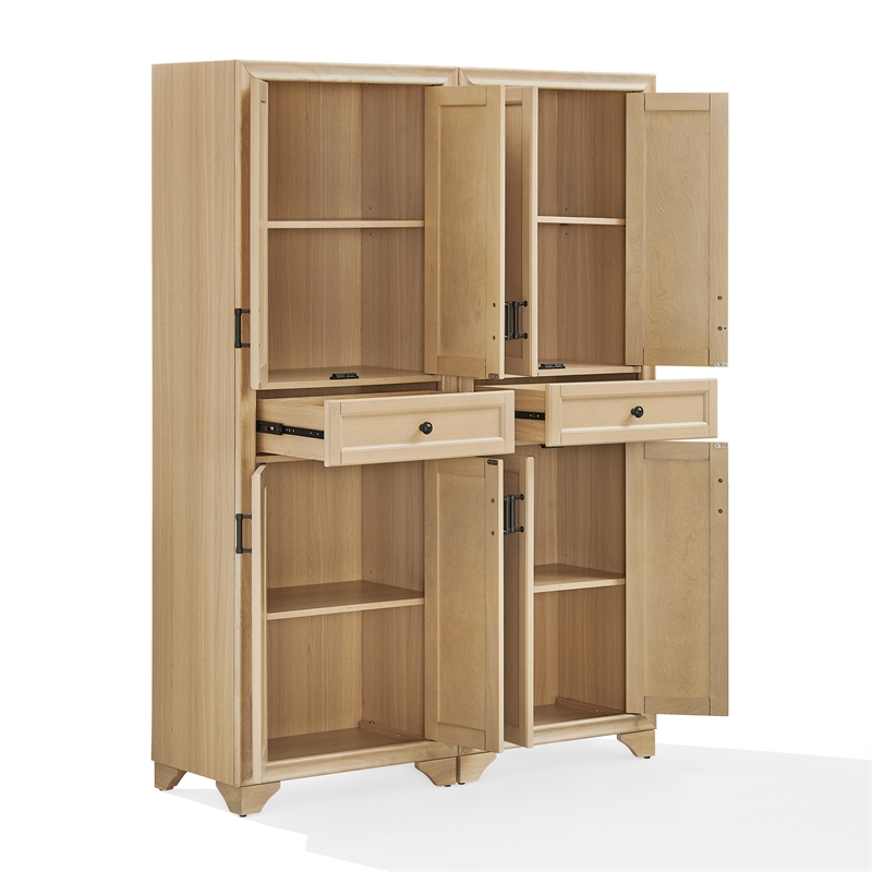 Crosley Tara Kitchen Storage Pantry Set in Natural (2 Pieces)