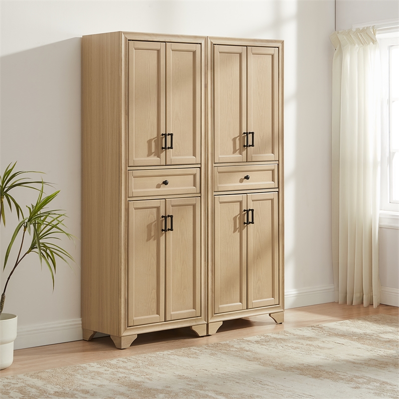 Crosley Tara Kitchen Storage Pantry Set in Natural (2 Pieces)