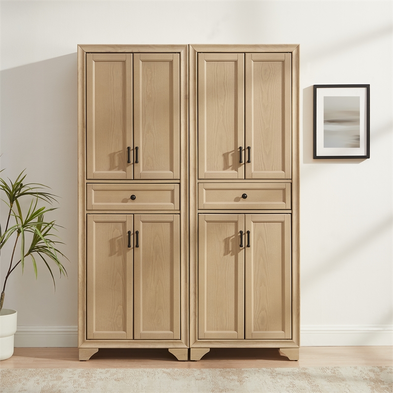 Crosley Tara Kitchen Storage Pantry Set in Natural (2 Pieces)