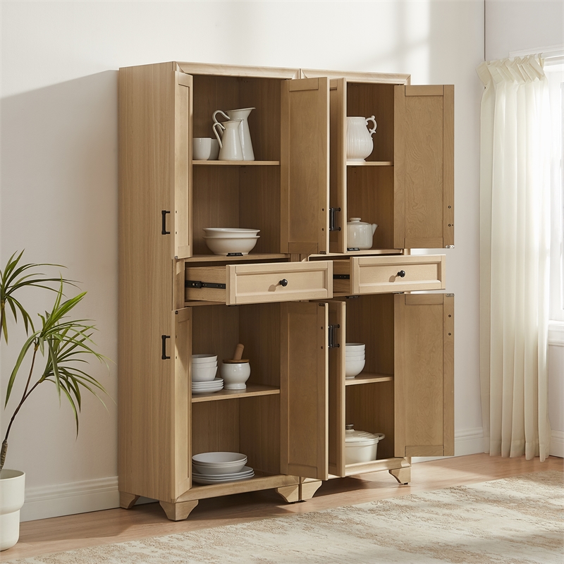 Crosley Tara Kitchen Storage Pantry Set in Natural (2 Pieces)