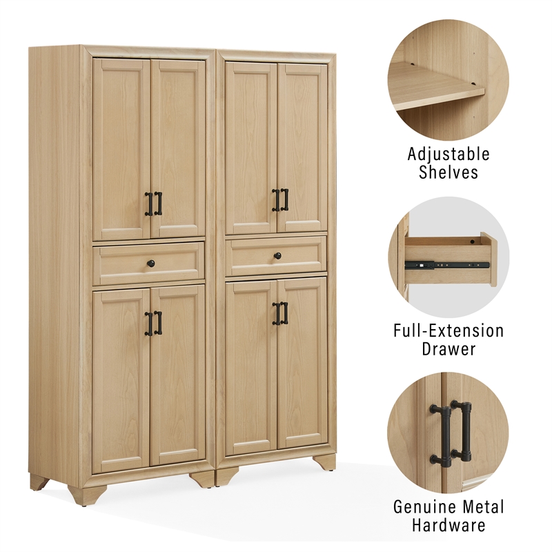 Crosley Tara Kitchen Storage Pantry Set in Natural (2 Pieces)