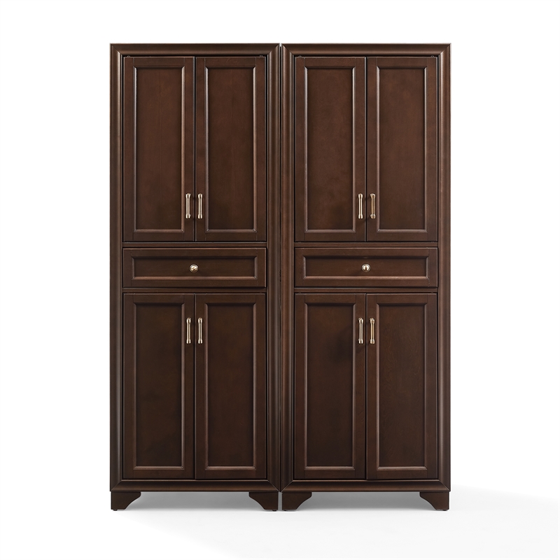 Crosley Tara Kitchen Storage Pantry Set in Brown (2 Pieces)