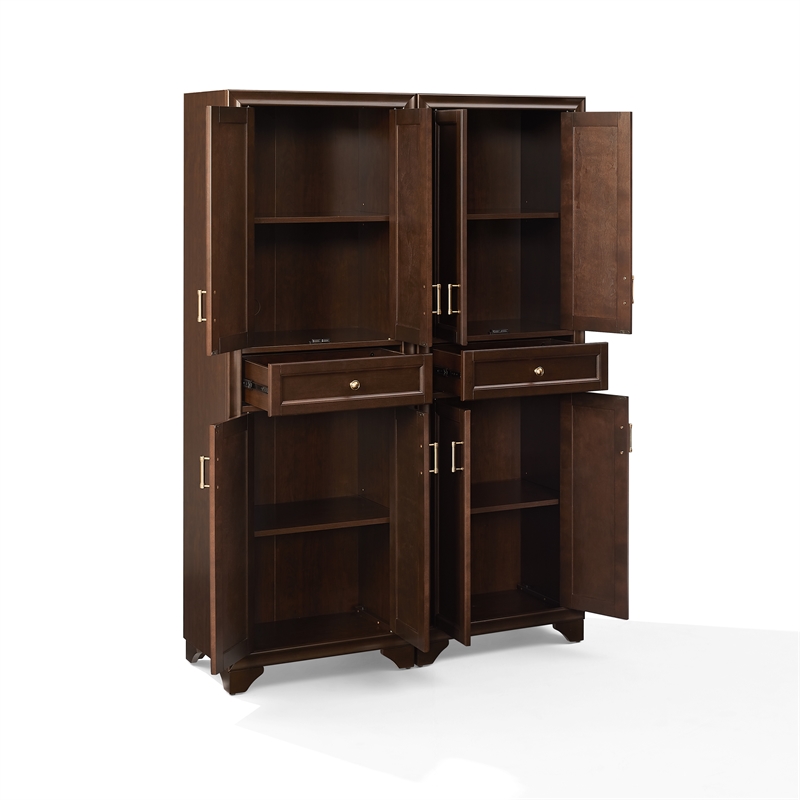 Crosley Tara Kitchen Storage Pantry Set in Brown (2 Pieces)