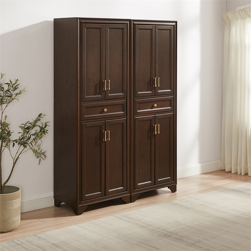 Crosley Tara Kitchen Storage Pantry Set in Brown (2 Pieces)