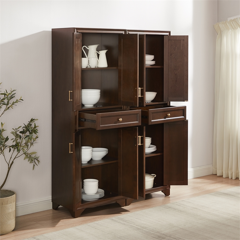 Crosley Tara Kitchen Storage Pantry Set in Brown (2 Pieces)