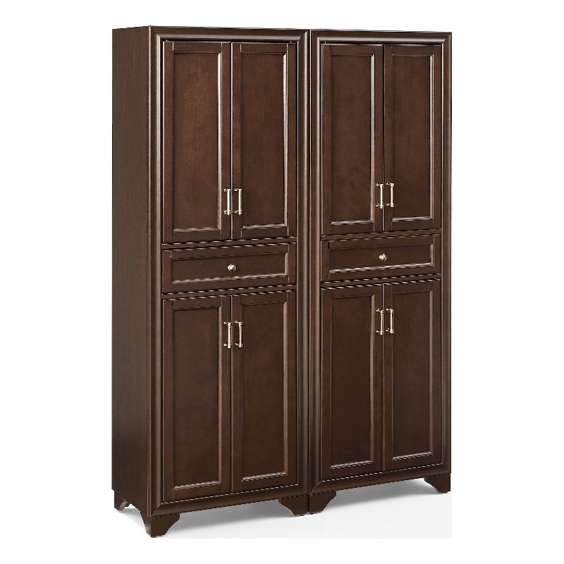 Crosley Tara Kitchen Storage Pantry Set in Brown (2 Pieces)