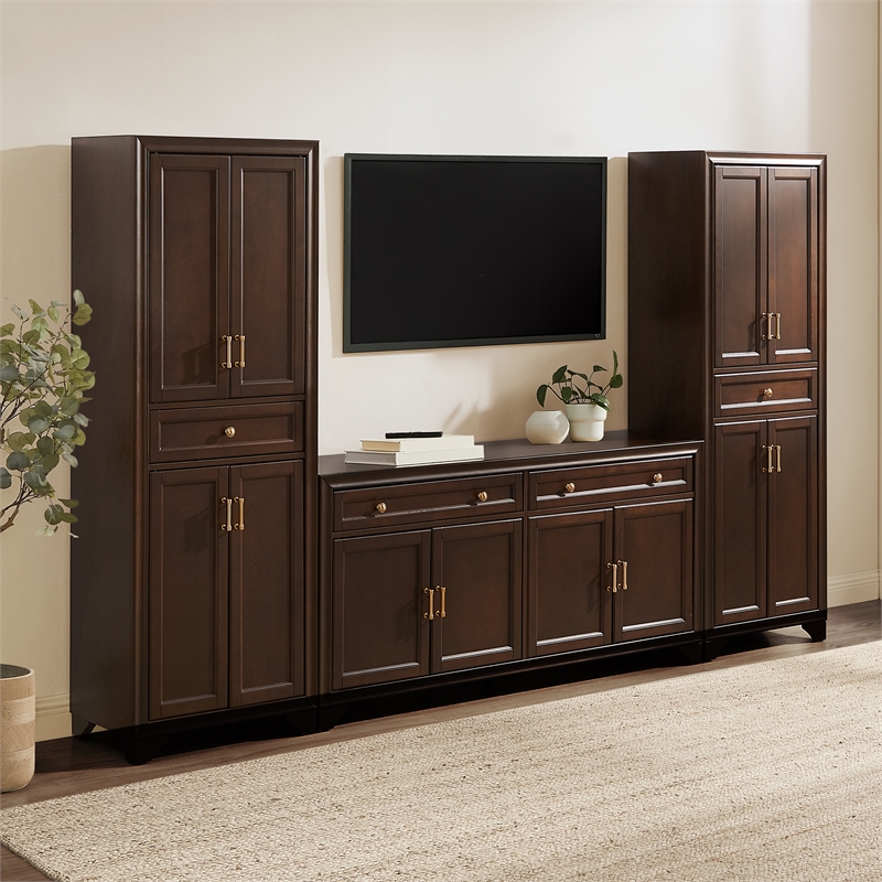 Crosley Tara 3-Piece Entertainment Center in Brown