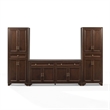 Crosley Tara 3-Piece Sideboard And Pantry Set in Brown