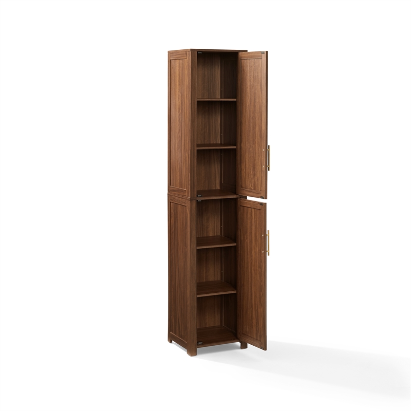 Crosley Savannah Linen Storage Cabinet in Walnut
