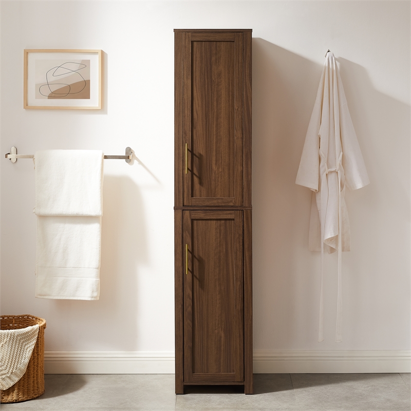 Crosley Savannah Linen Storage Cabinet in Walnut