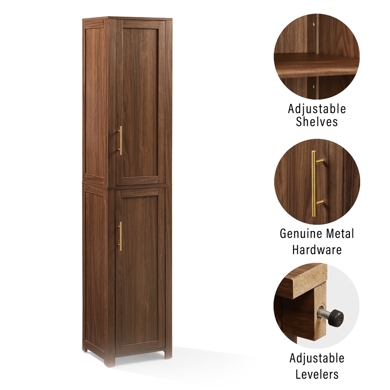 Crosley Savannah Linen Storage Cabinet in Walnut