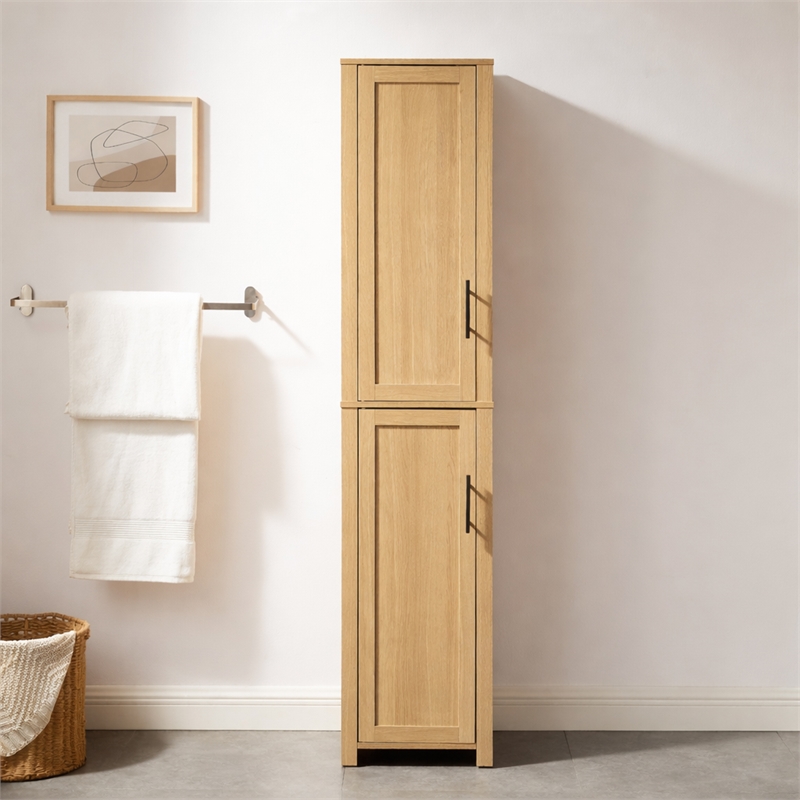 Crosley Savannah Linen Storage Cabinet in Natural