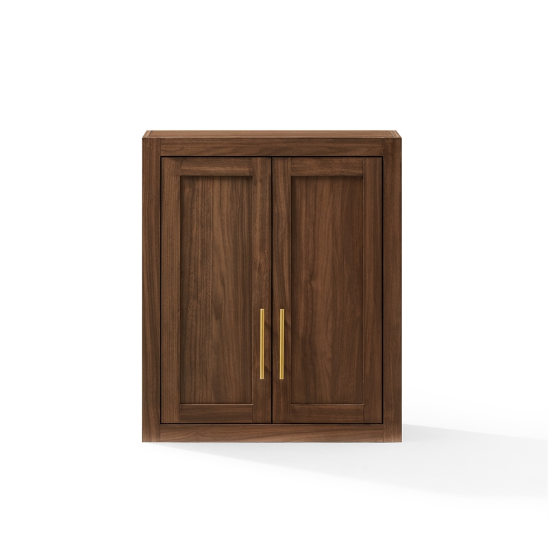 Crosley Savannah Wall Storage Cabinet in Walnut