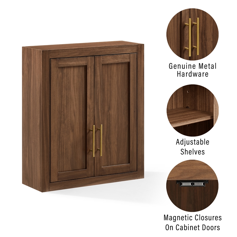 Crosley Savannah Wall Storage Cabinet in Walnut