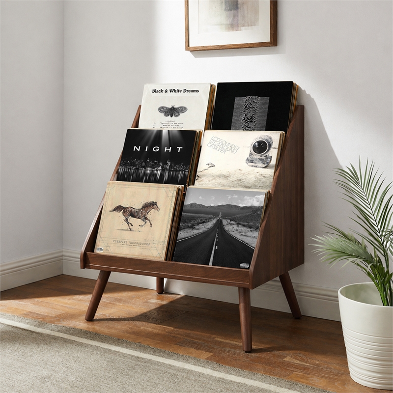 Crosley Liam Medium Vinyl Record Storage Stand in Walnut