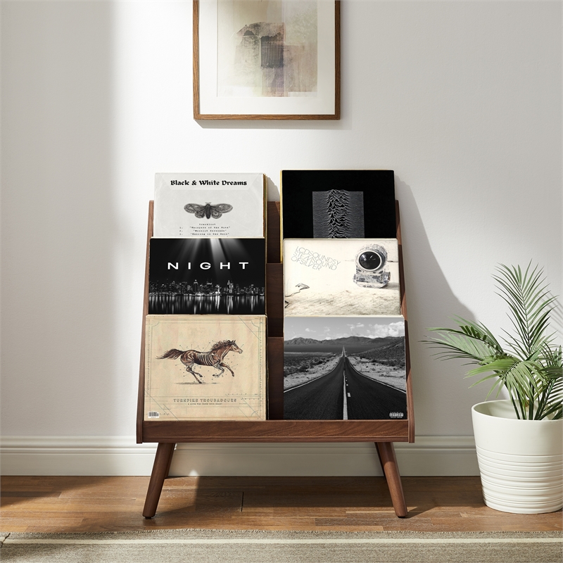 Crosley Liam Medium Vinyl Record Storage Stand in Walnut