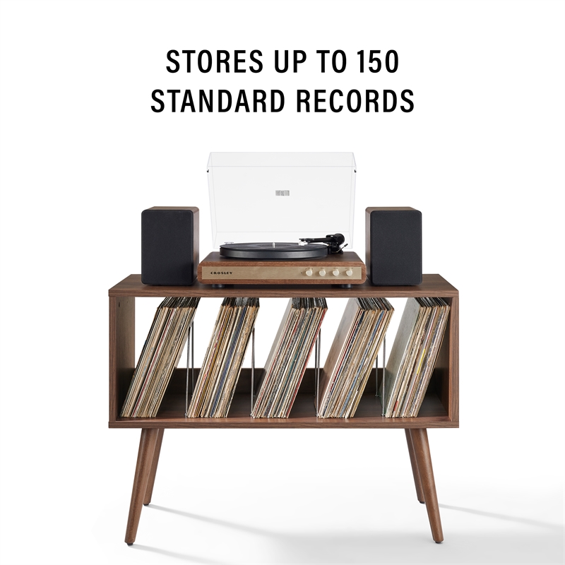 Crosley Liam Small Record Player Stand With Vinyl Storage in Walnut