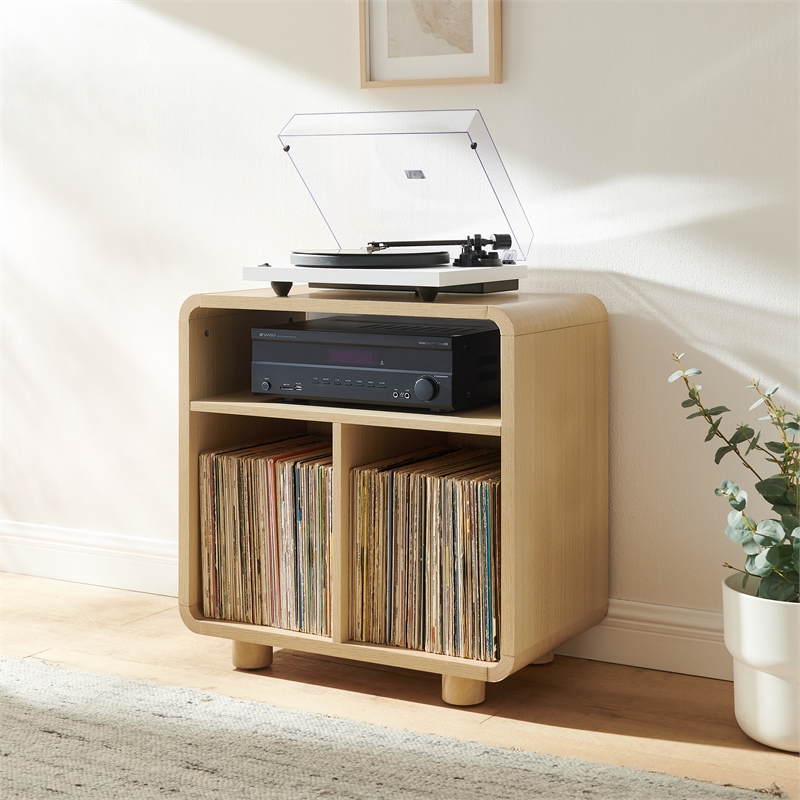 Crosley Zoe Record Player Stand With Vinyl Storage in Ash