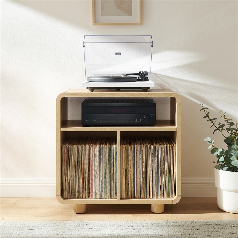 Crosley Zoe Record Player Stand With Vinyl Storage in Ash