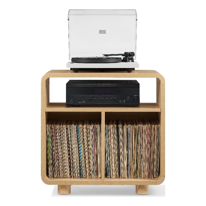 Crosley Zoe Record Player Stand With Vinyl Storage in Ash