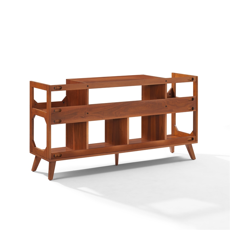 Crosley Asheville XL Record Player Stand With Vinyl Storage in Walnut