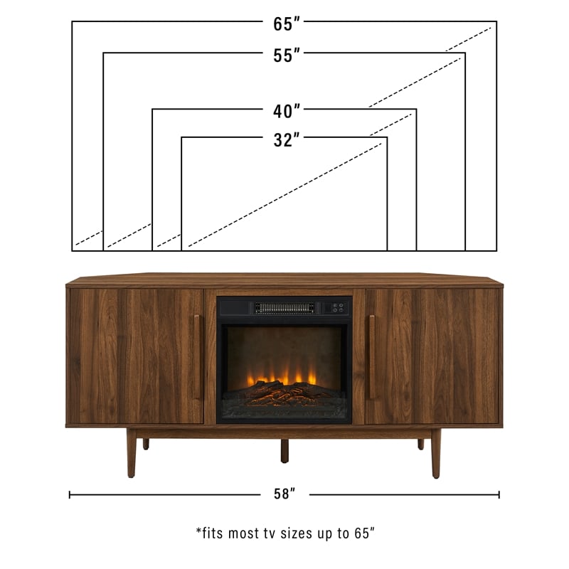 Crosley Liam Corner Fireplace TV Stand For Up To 65