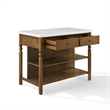 Crosley Roselyn Faux Marble Top Kitchen Island in Brown and White Marble