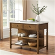 Crosley Roselyn Faux Marble Top Kitchen Island in Brown and White Marble