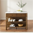 Crosley Roselyn Faux Marble Top Kitchen Island in Brown and White Marble