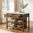 Crosley Roselyn Faux Marble Top Kitchen Island in Brown and White Marble