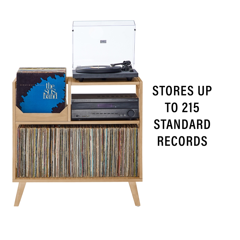Crosley Asheville Medium Record Player Stand With Vinyl Storage in Natural