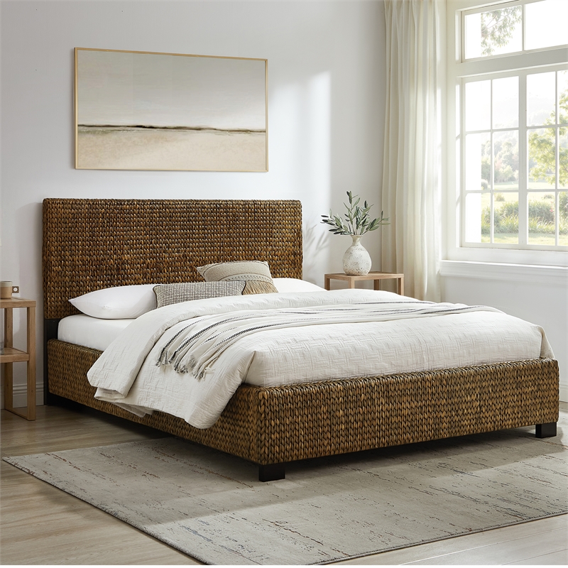 Crosley Edgewater Curved Queen Bed in Seagrass