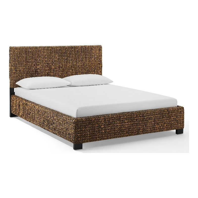 Crosley Edgewater Curved Queen Bed in Seagrass