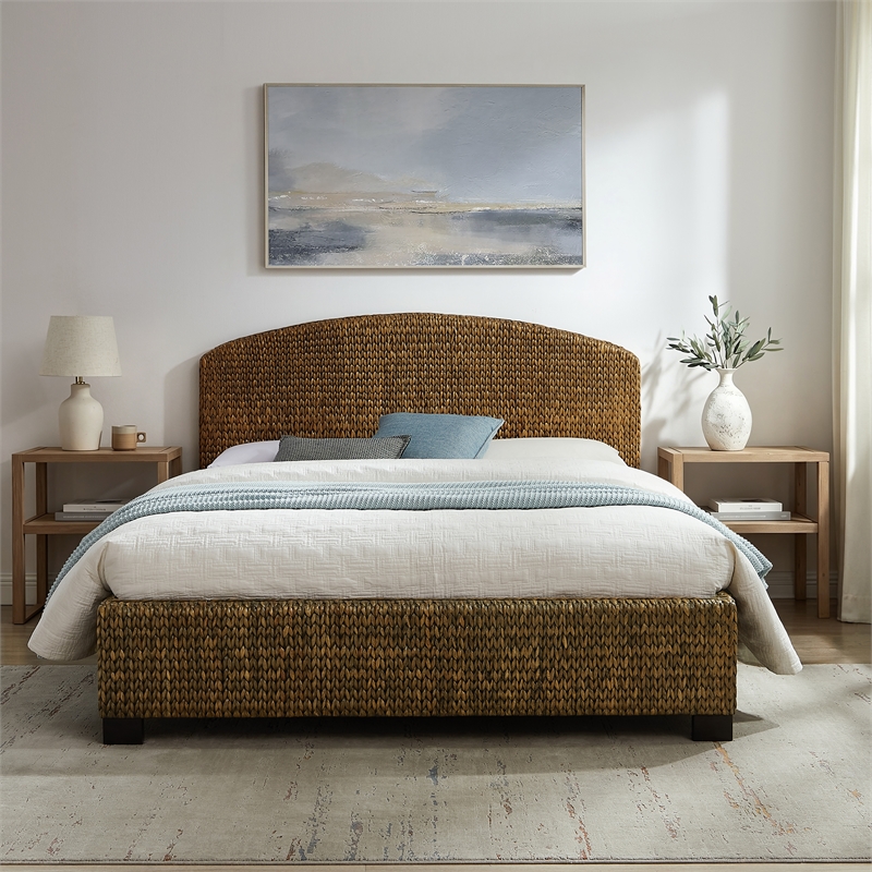 Crosley Edgewater Square Queen Bed in Seagrass