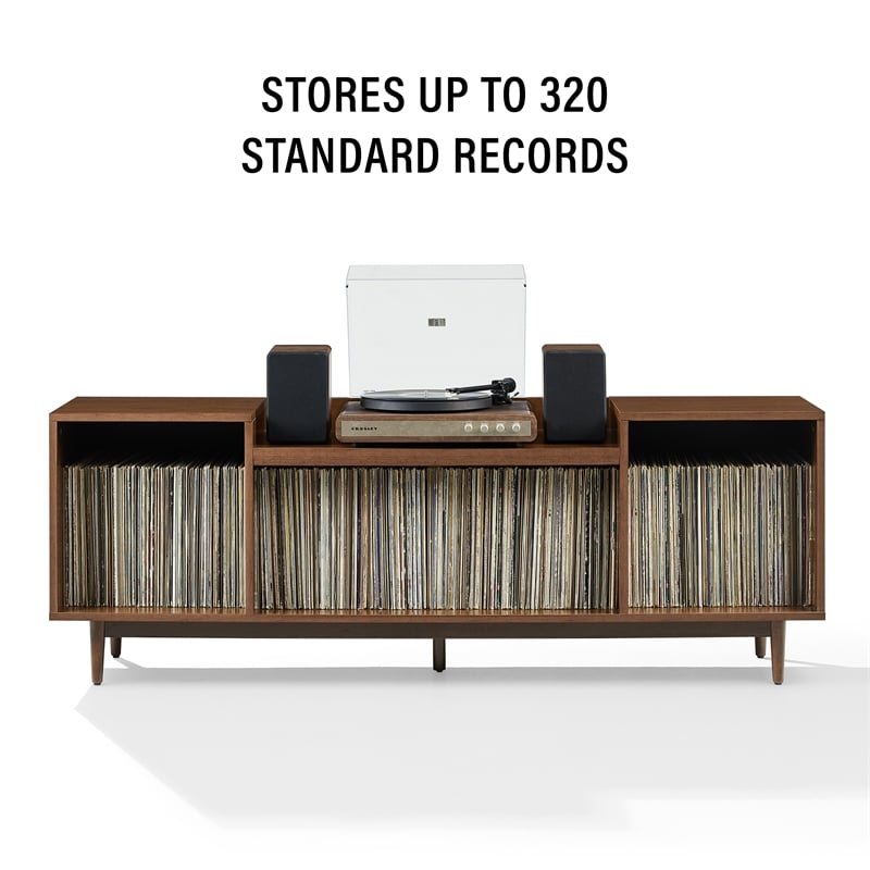Crosley Furniture Eugene Record Player Stand with Storage in Mahogany