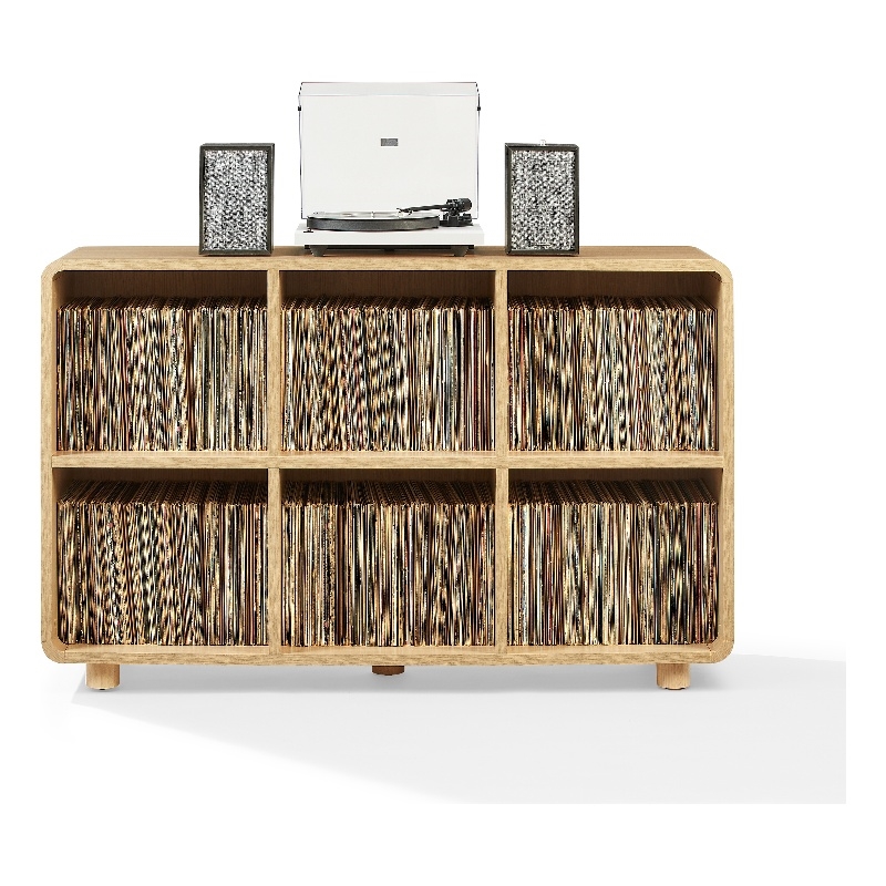 Crosley Furniture Zoe 6 Cube Record Player Stand with Vinyl Storage in Ash