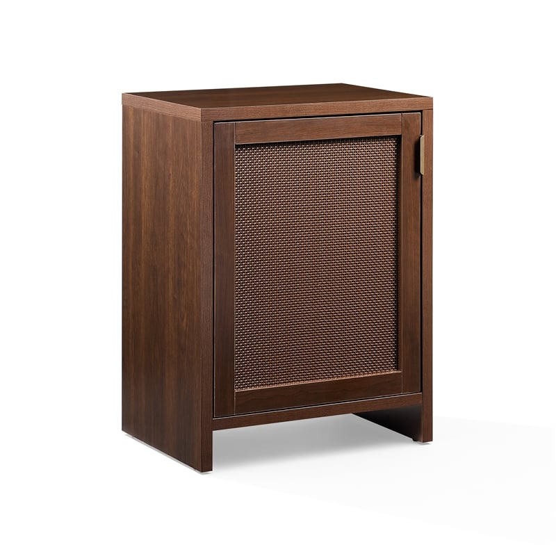 Crosley Furniture Kenji Record Player Cabinet with Wire Dividers in Brown