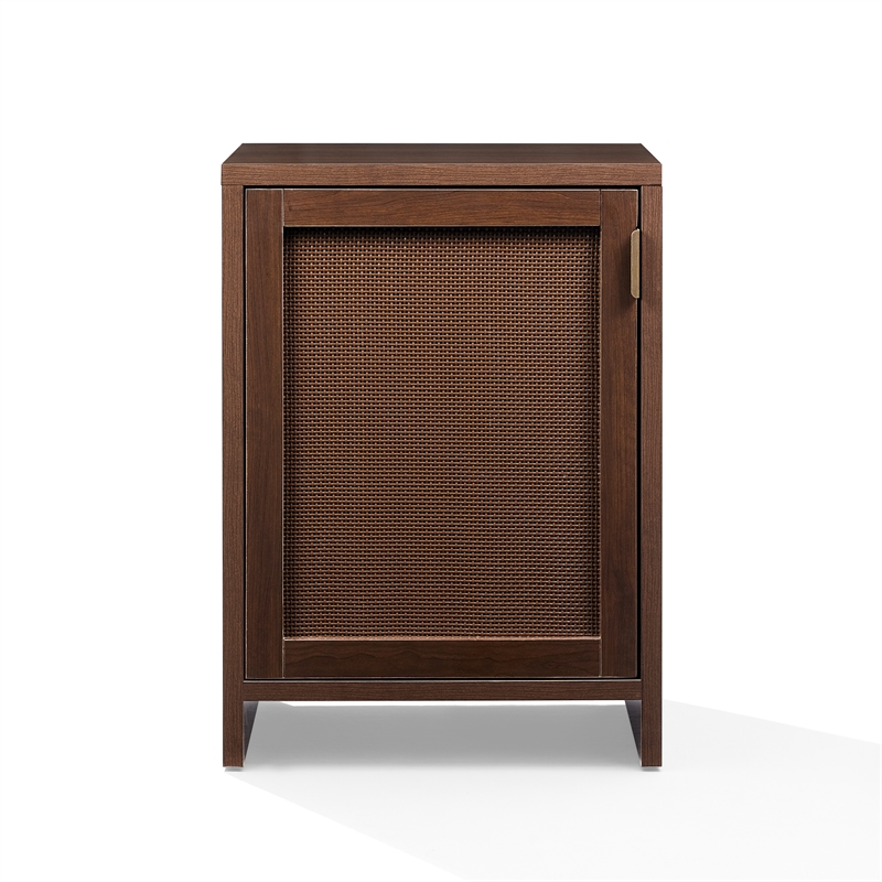 Crosley Furniture Kenji Record Player Cabinet with Wire Dividers in Brown