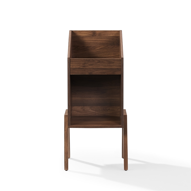Crosley Furniture Luna Single Record Stand w Crate-Style Storage in Walnut