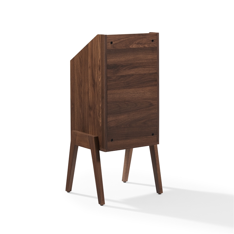 Crosley Furniture Luna Single Record Stand w Crate-Style Storage in Walnut