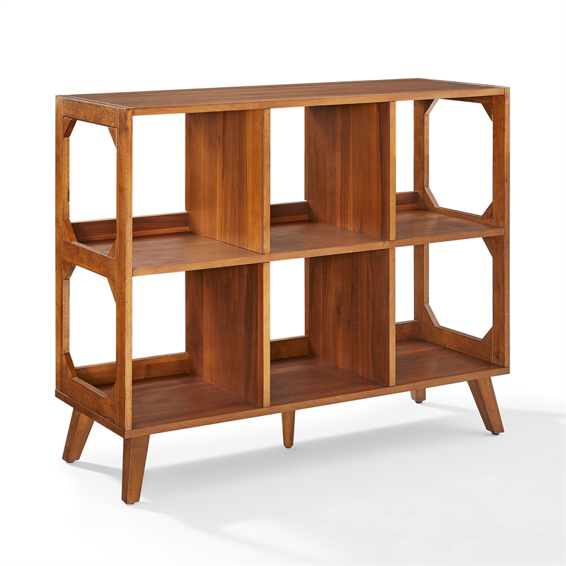 Crosley Furniture Asheville 6 Cube Record Player Stand w Storage in Walnut