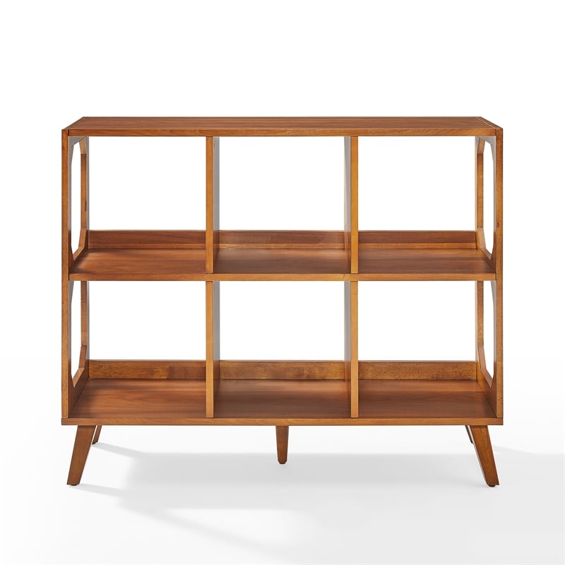 Crosley Furniture Asheville 6 Cube Record Player Stand w Storage in Walnut