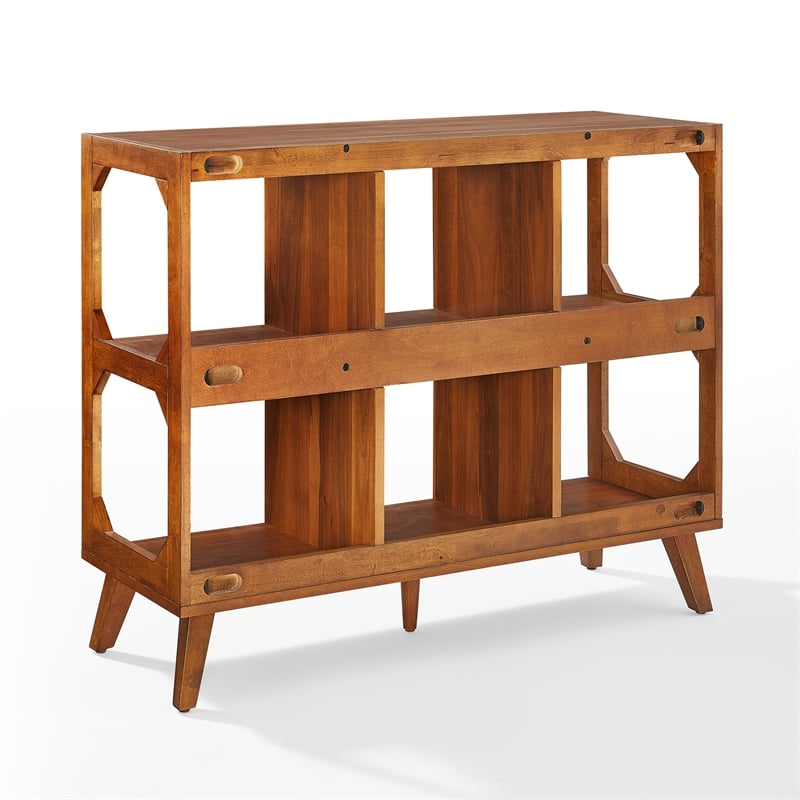 Crosley Furniture Asheville 6 Cube Record Player Stand w Storage in Walnut