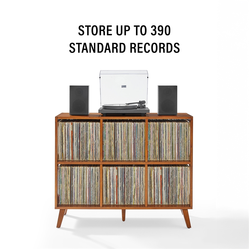 Crosley Furniture Asheville 6 Cube Record Player Stand w Storage in Walnut
