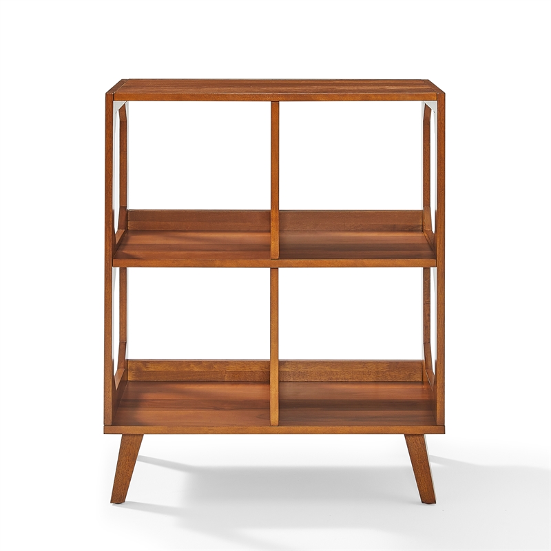 Crosley Furniture Asheville 4 Cube Record Player Stand w Storage in Walnut