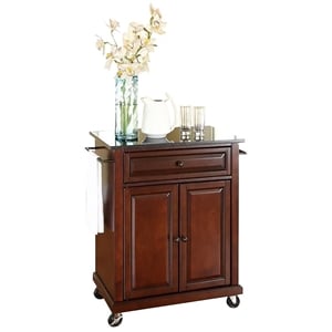 Crosley Furniture Wood Portable Kitchen Cart in Mahogany/Black